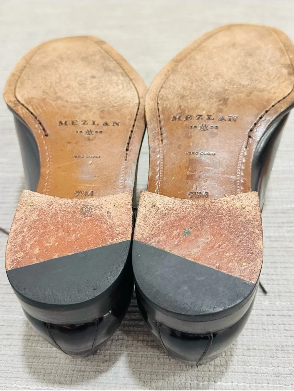Mezlan Men’s Size 7,5 French Toe Classic Brown Leather Oxford Dress Shoes